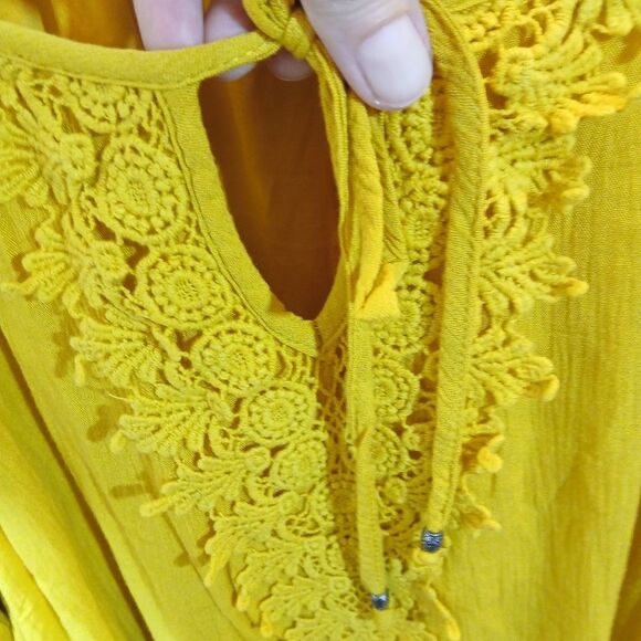 Mustard Yellow Embroidered Lined Dress - Picture 6 of 9